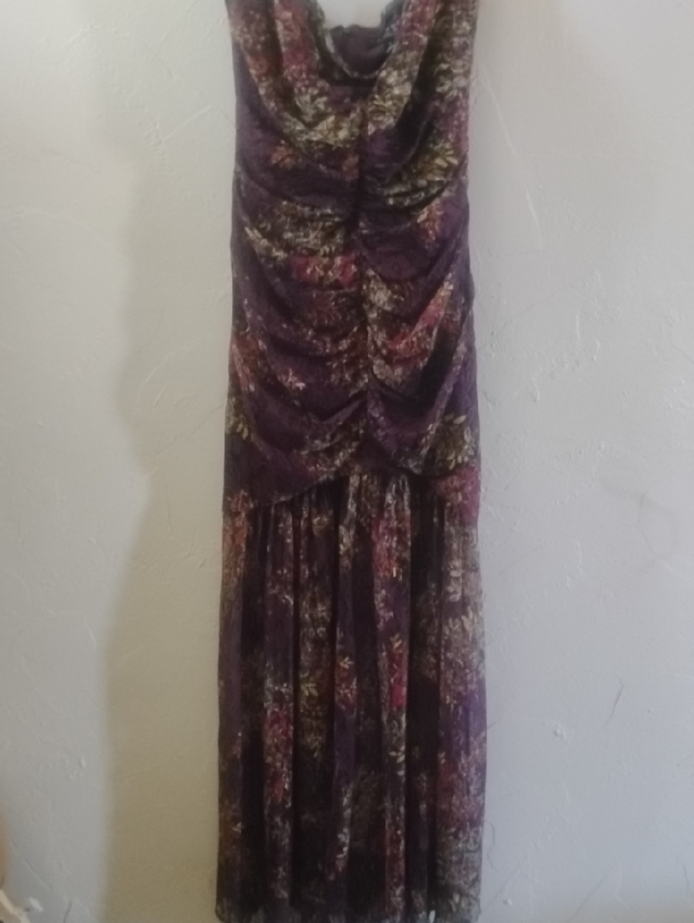 Laundry By Shelli Segal Evening Formal Mesh Purple Floral Strapless Sz 6 Mint - Picture 2 of 8